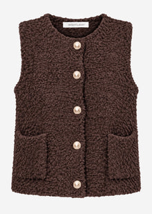 Bouclé waistcoat with pockets - brown