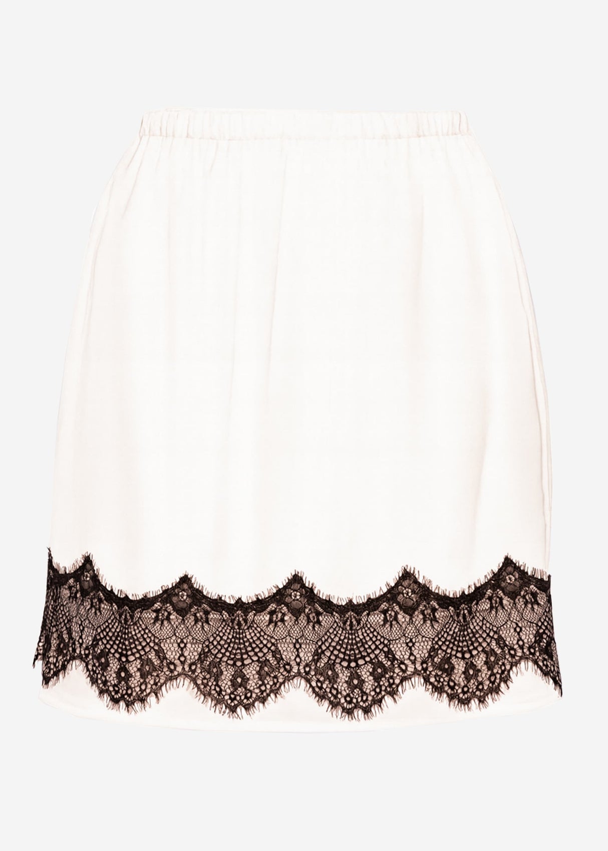 Satinrock mit Spitzenborte - offwhite
