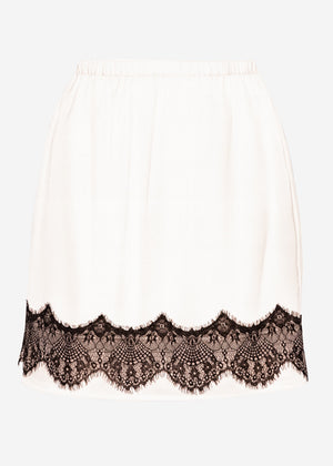 Satinrock mit Spitzenborte - offwhite