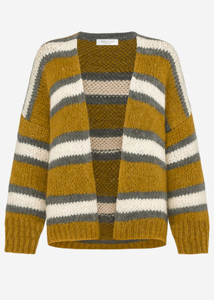 Gestreifter oversize Cardigan - grün