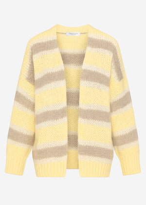 Gestreifter oversize Cardigan - buttergelb