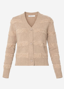 Strickjacke mit flauschigen Streifen - taupe - SASSYCLASSY