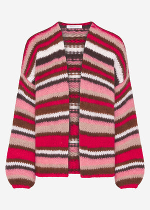Striped multicolored cardigan - pink