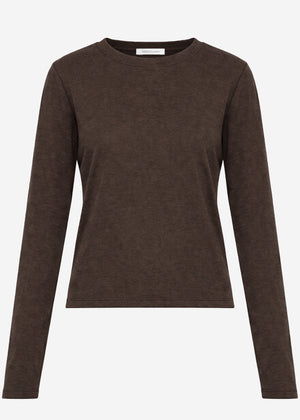 Thermal long-sleeved shirt with contrasting sleeves - brown