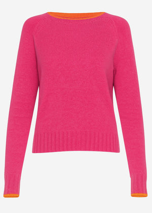 Sweater with raglan sleeves and contrasting details - pink