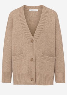 Oversized cardigan with pockets - taupe