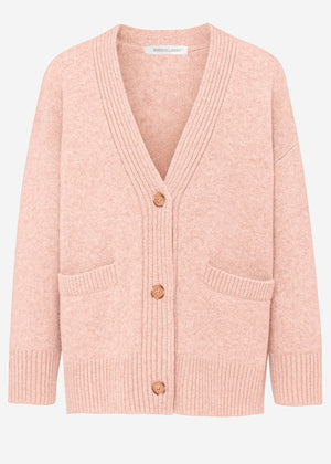 Oversized cardigan with pockets - powder pink