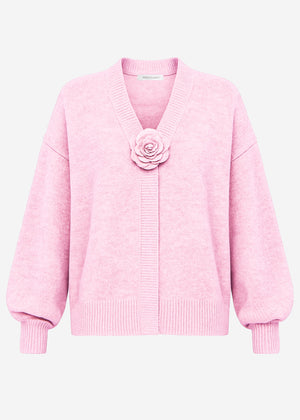 Cardigan with floral appliqué - pink