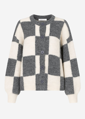 Cardigan in check pattern - gray