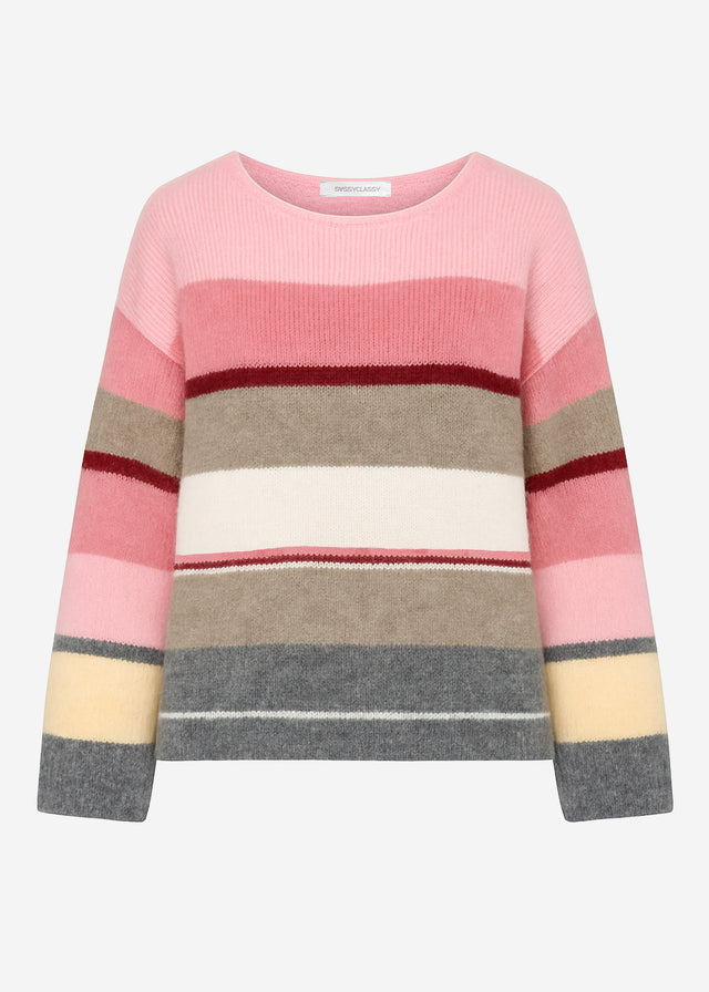 Multicoloured striped jumper - pink