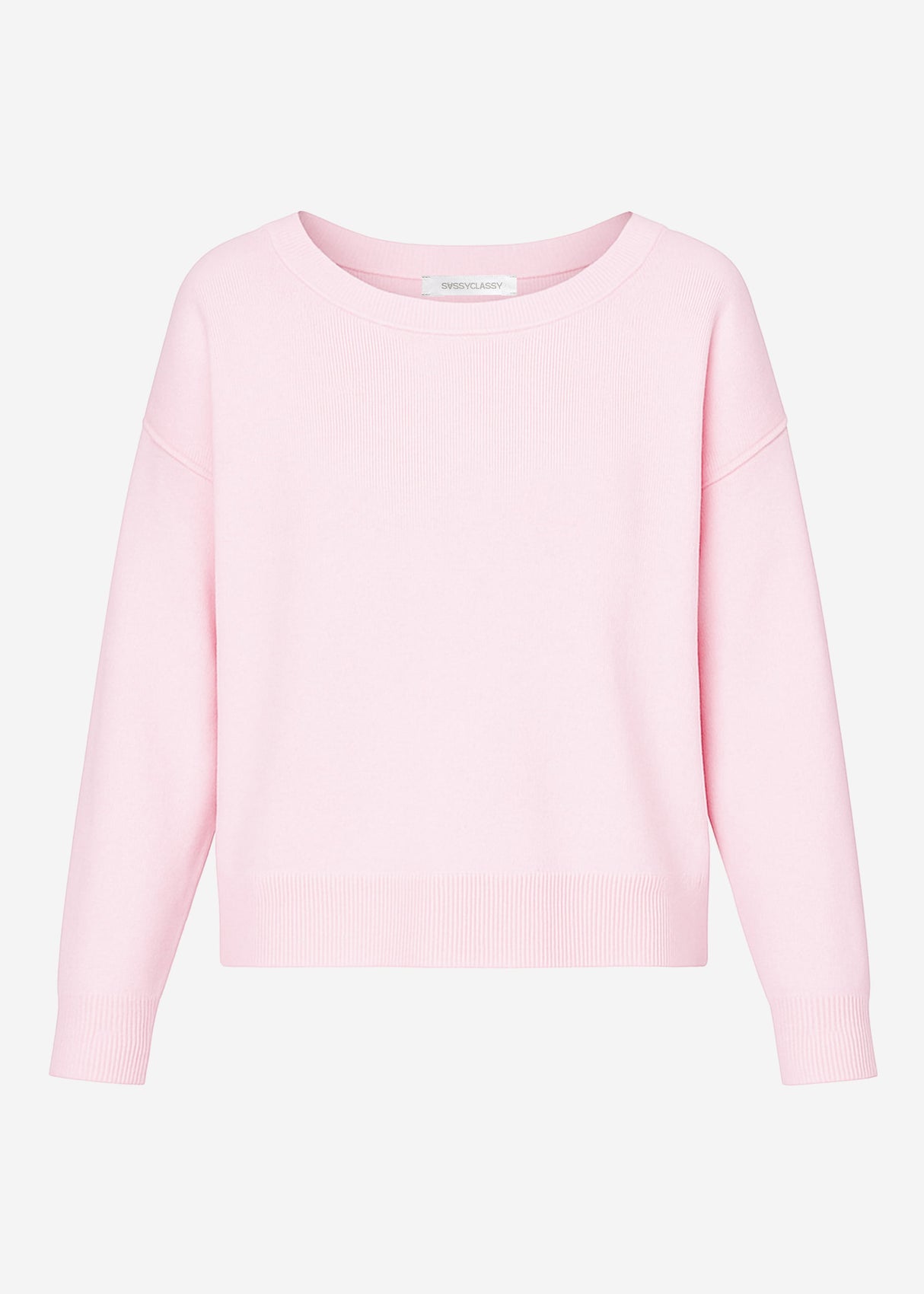 Oversize Baumwoll-Pullover mit Rückennaht - rosa
