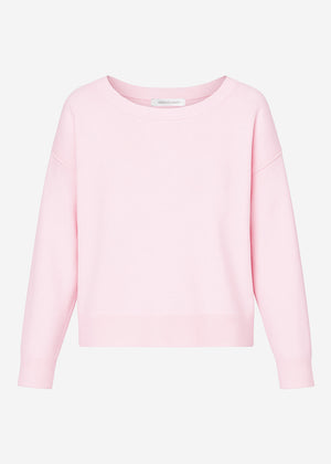 Oversize Baumwoll-Pullover mit Rückennaht - rosa