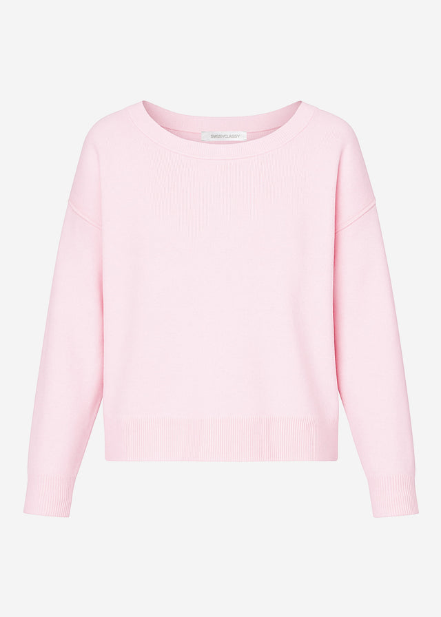 Oversize Baumwoll-Pullover mit Rückennaht - rosa