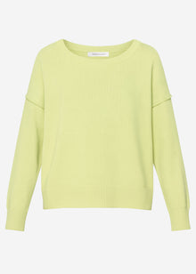 Oversize Baumwoll-Pullover mit Rückennaht - hellgrün