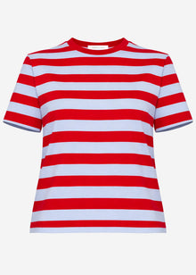 T-Shirt mit Blockstreifen - flieder-rot