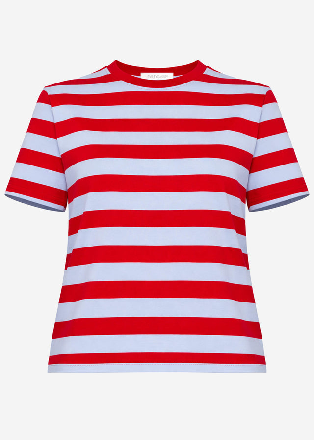 T-Shirt mit Blockstreifen - flieder-rot