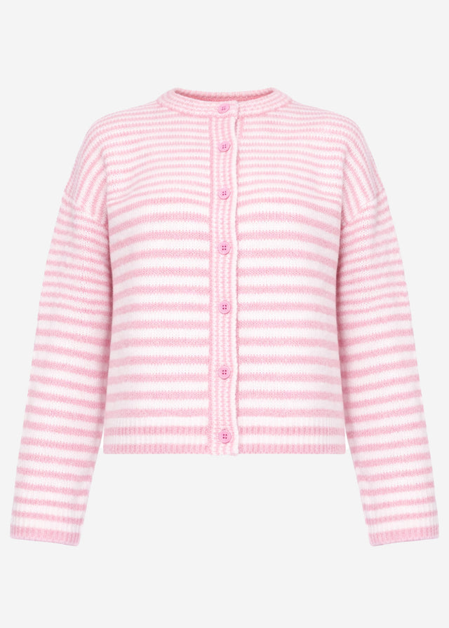 Cardigan with graphic stripe pattern - off-white rose