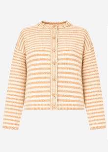 Strickjacke mit grafischem Streifenbild - beige