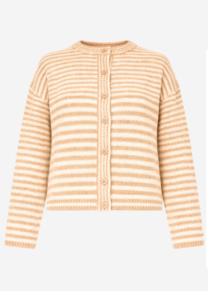 Cardigan with graphic stripe pattern - beige