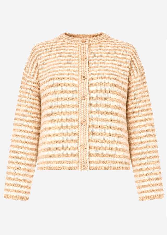 Cardigan with graphic stripe pattern - beige off-white