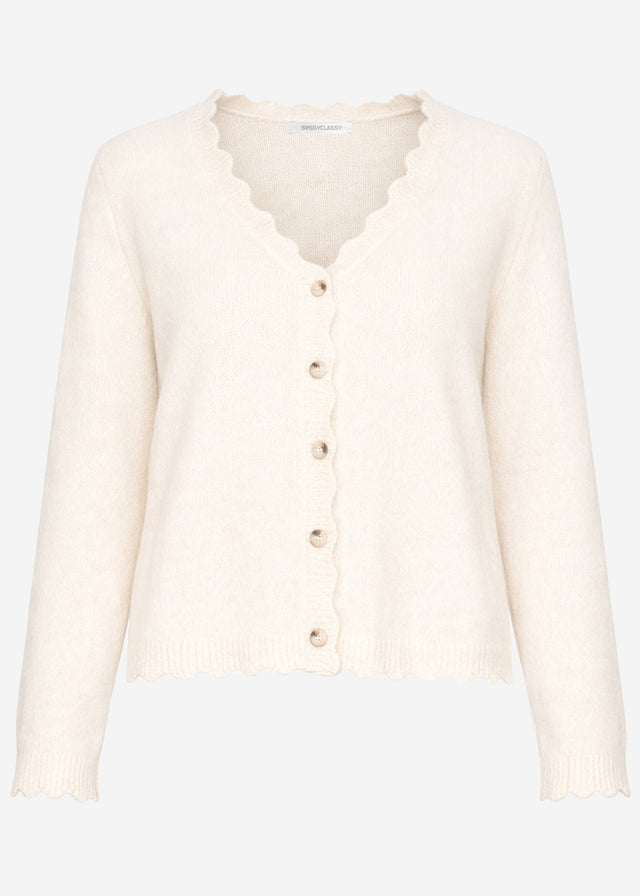 Strickjacke mit Bogenkante - offwhite