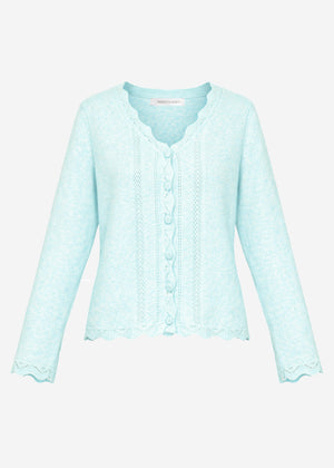 Pointelle Strickjacke - hellblau