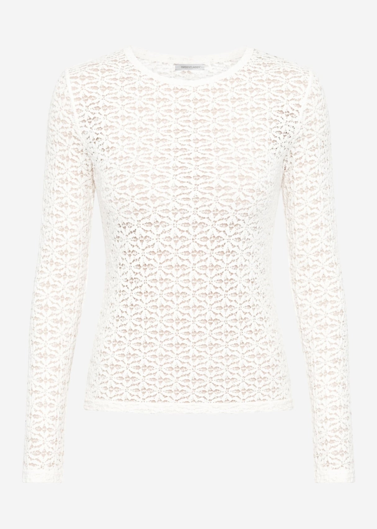 Long-sleeved floral lace shirt - off-white