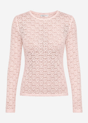 Langarmshirt aus floraler Spitze - rosa