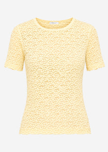 T-Shirt aus floraler Spitze - buttergelb