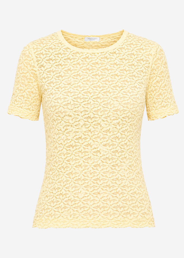 Floral lace T-shirt - butter yellow
