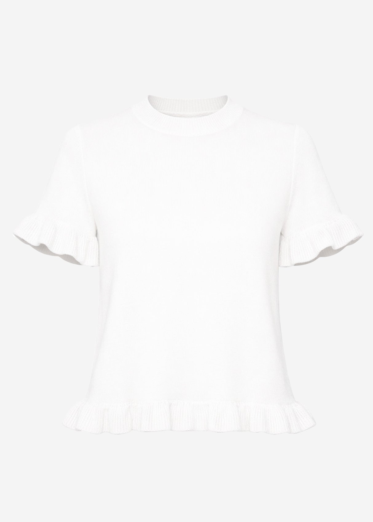 Knitted T-shirt with flounces - offwhite