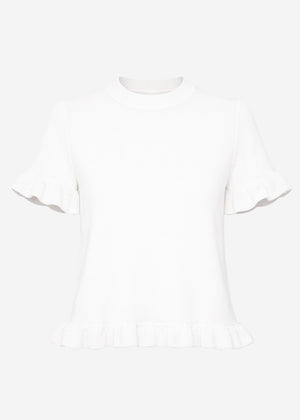 Knitted T-shirt with flounces - offwhite
