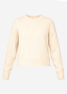 Ribbed cotton jumper - beige
