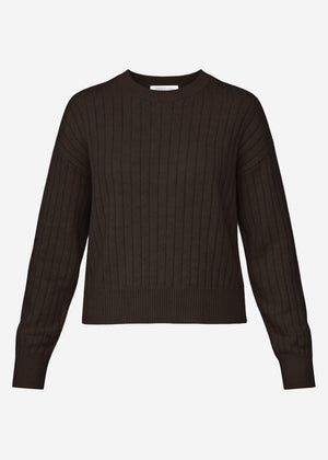 Feinstrickpullover mit strukturierten Streifen - braun