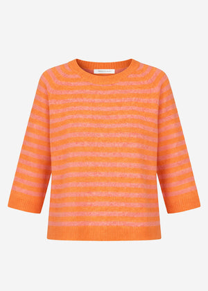 Striped knit top - orange-pink