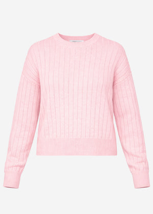 Fine knit sweater with textured stripes - pink