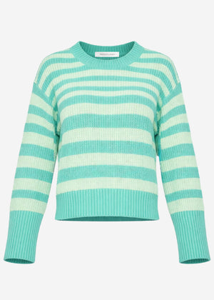 Striped cotton sweater - green-mint