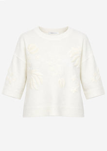 Jumper with floral embroidery - off-white