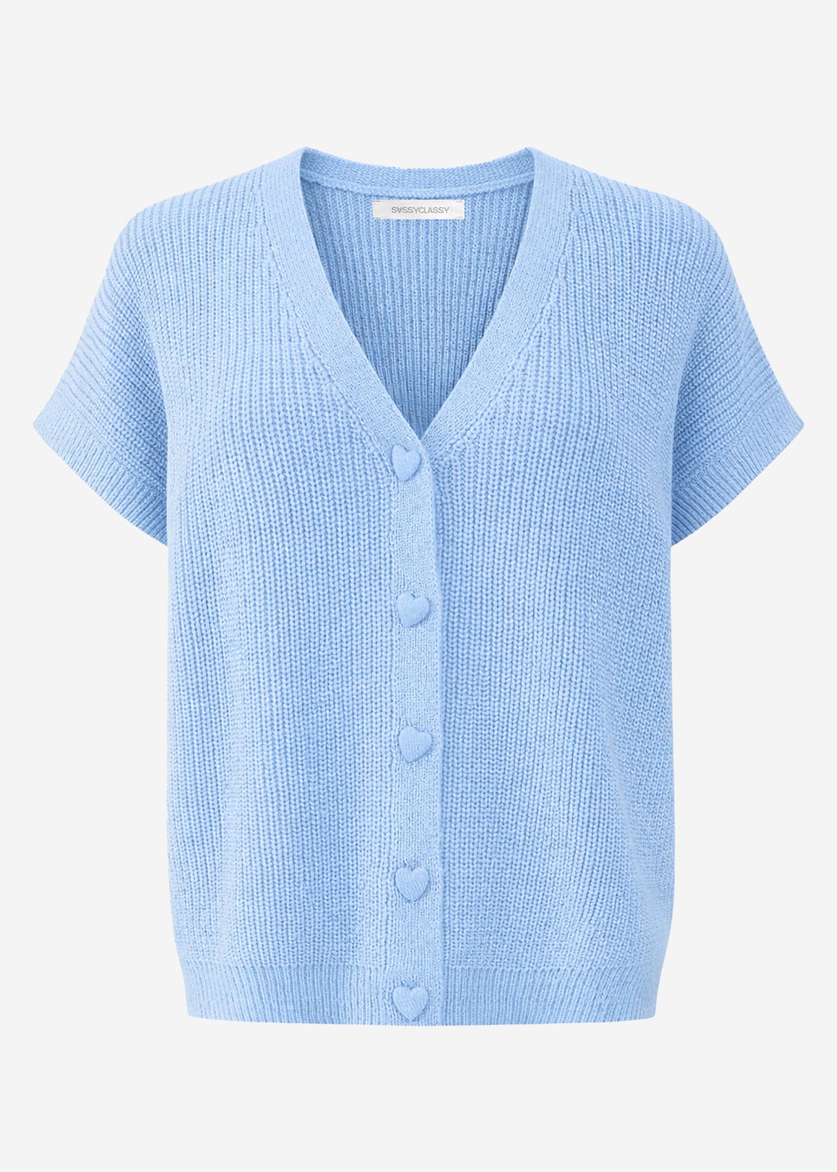 Strickweste mit Herzknöpfen - eisblau