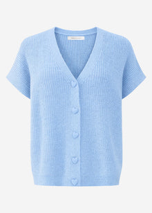 Strickweste mit Herzknöpfen - eisblau
