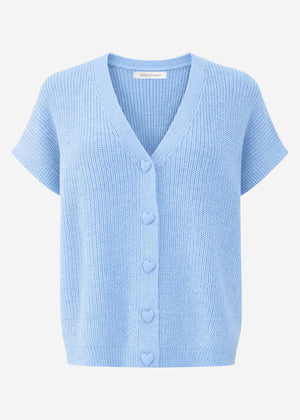 Strickweste mit Herzknöpfen - eisblau