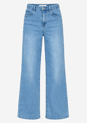 High Waist Jeans mit weitem Bein - hellblau