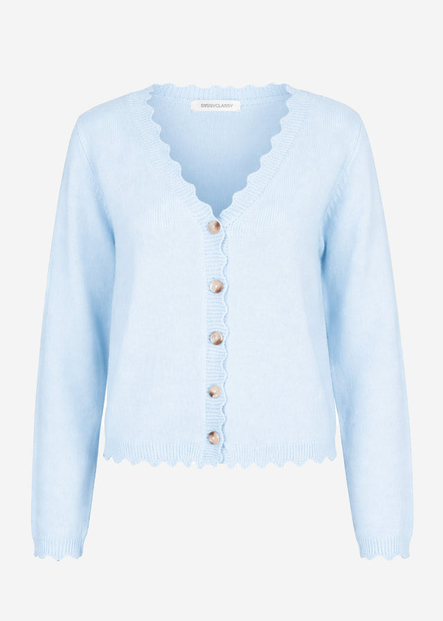 Strickcardigan mit Bogenkante - hellblau