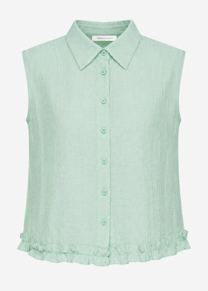 Ärmellose Chiffon Bluse - salbeigrün