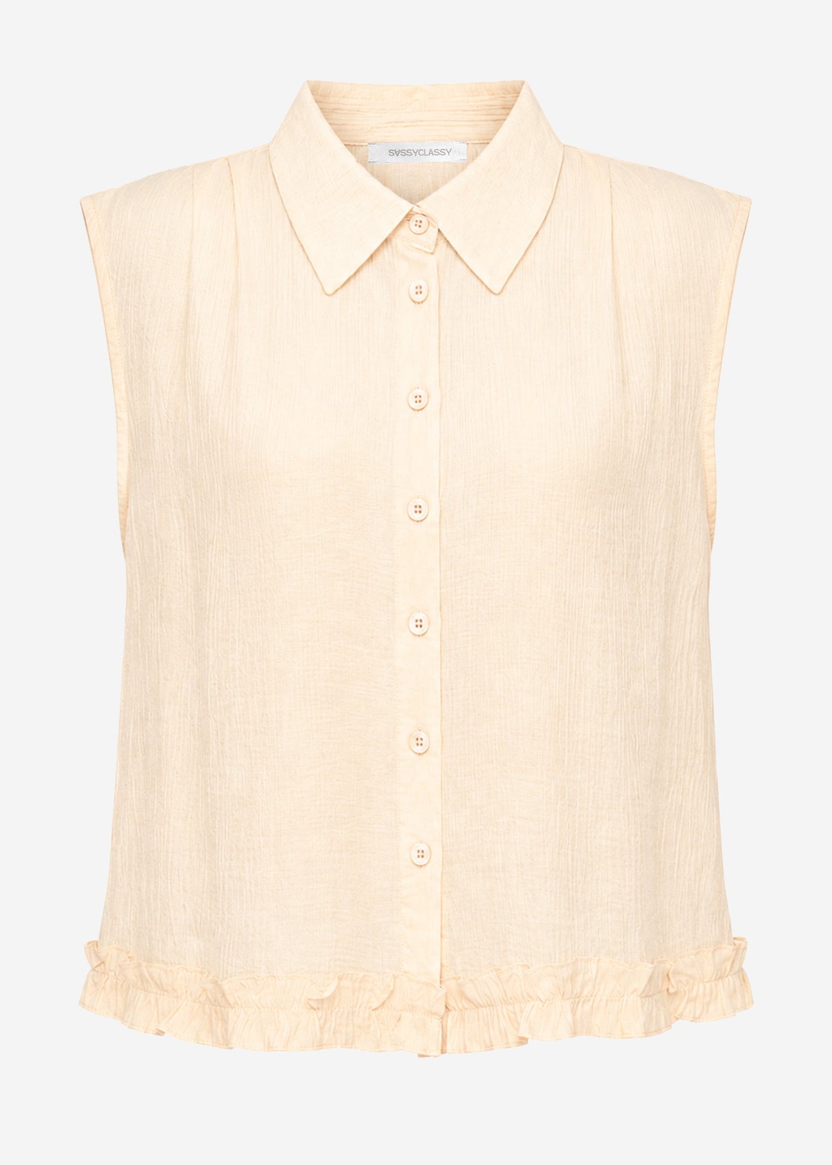 Ärmellose Chiffon Bluse - beige