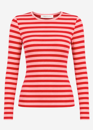 Gestreiftes Langarmshirt - rosa-rot