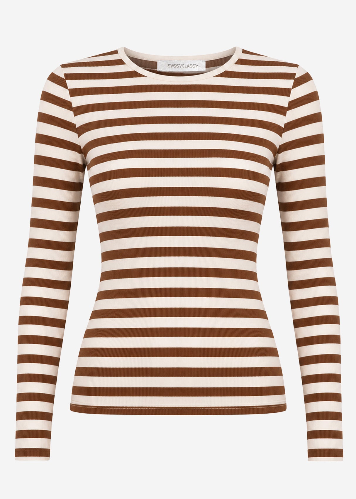 Gestreiftes Langarmshirt - braun-weiß