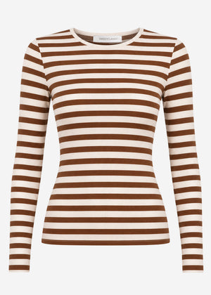 Gestreiftes Langarmshirt - braun-weiß