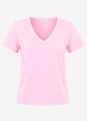 T-Shirt mit V-Ausschnitt - rosa