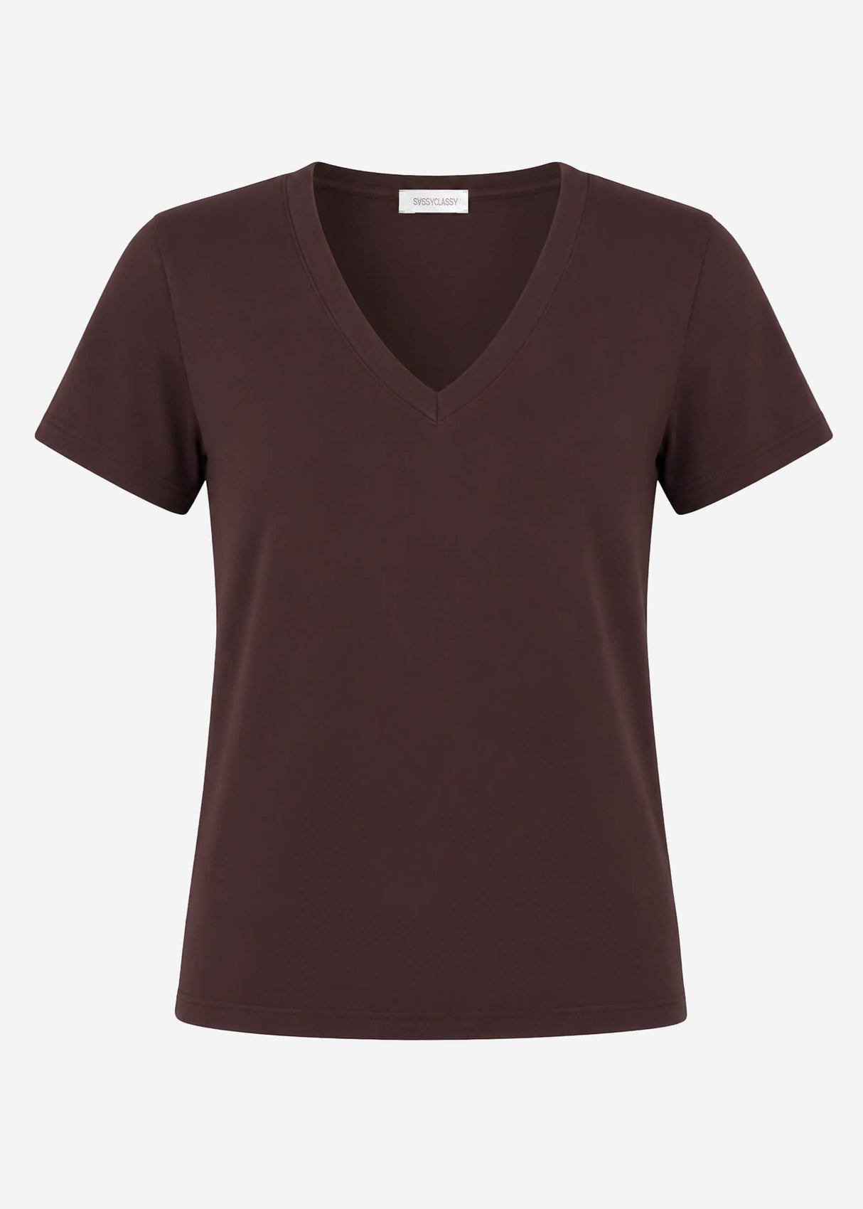T-Shirt mit V-Ausschnitt - braun